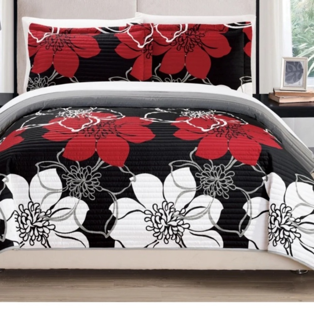 Chic Home Woodside Reversible 3 Piece Quilt Set Abstract  King Size